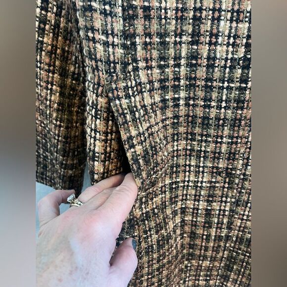 Vanessa Scott Made in Italy, brown tweed Plaid Women's Coat - Brown. NWT medium - Picture 8 of 10